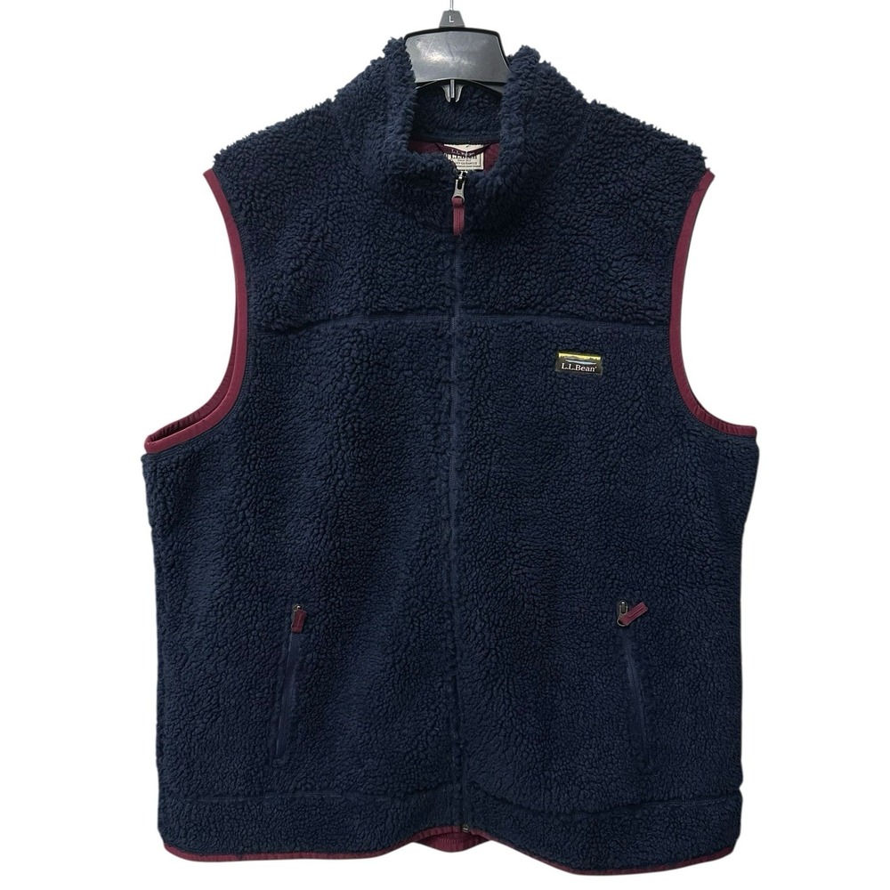 LL‎ BEAN Vest Mens Size 3XL Tall Mountain Pile Sherpa Fleece Full Zip Mesh Lined